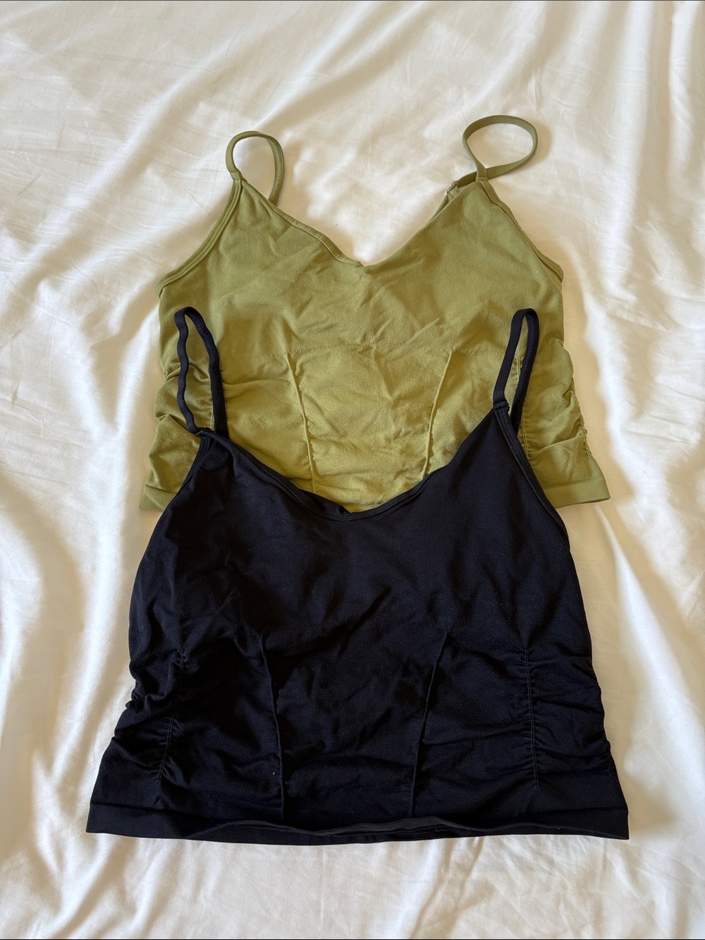 Free People Good Karma Olive & Black Double Layer Camisole Tops